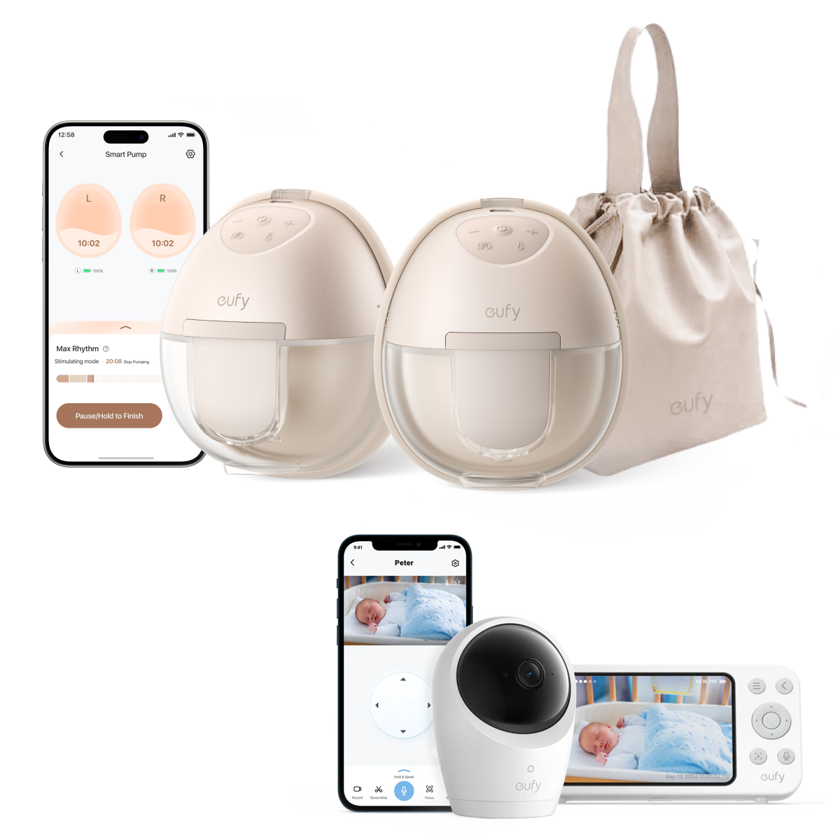 eufy Wearable Breast Pump S1 + Baby Monitor E20
